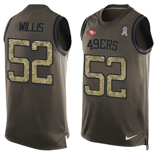 Men's Limited Patrick Willis Nike Jersey Green - #52 Salute to Service Tank Top NFL San Francisco 49ers